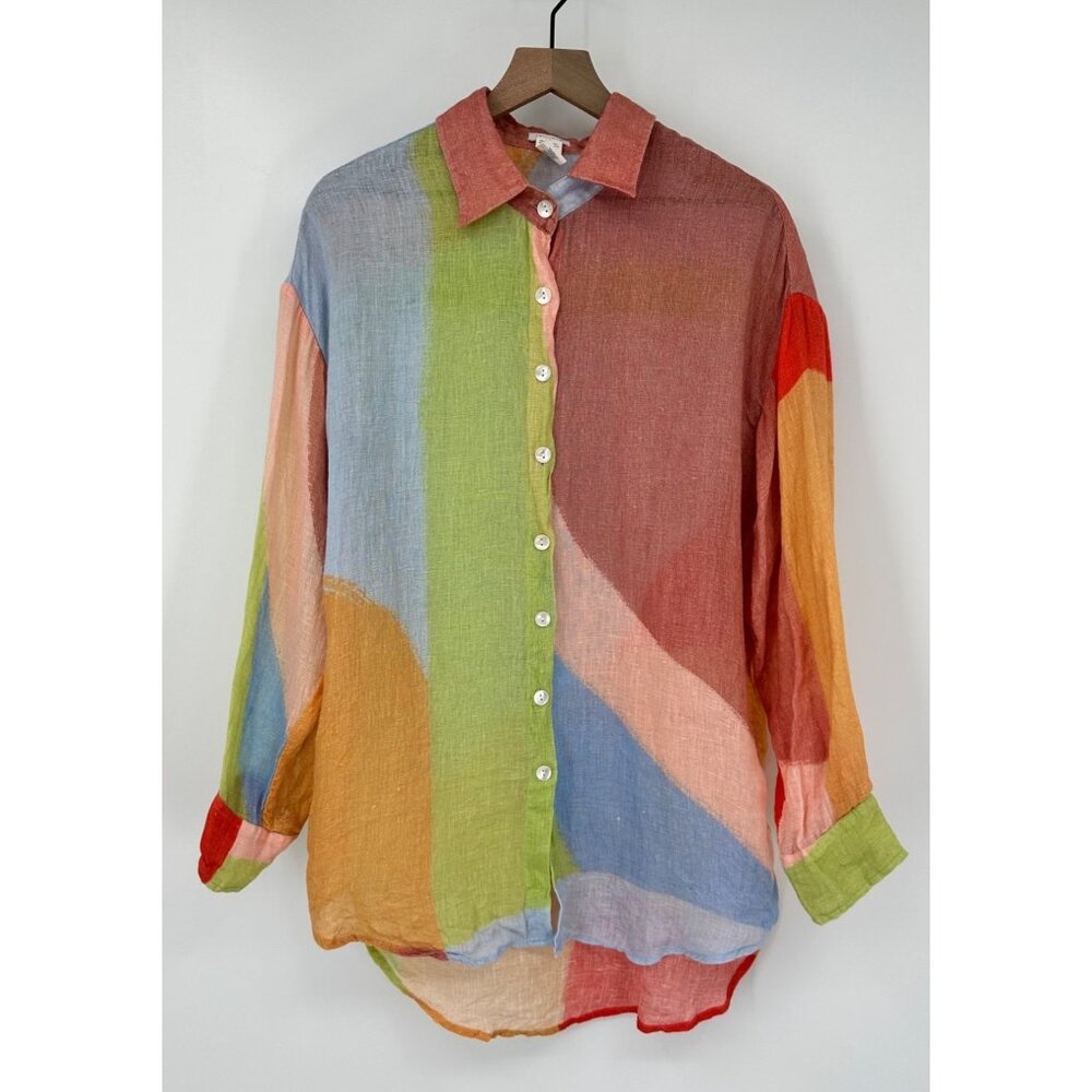 Vitamin A Multicolor Abstract Stripe Button-Down Shirt